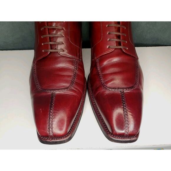 L.F. Lidfort for Barney's Dress Shoes Burgundy Leather Made in Italy US Men's 11 - Picture 4 of 13